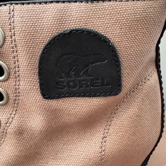 Sorel PDX Wedge bootie in black leather and tan Sz 7 - Picture 5 of 11